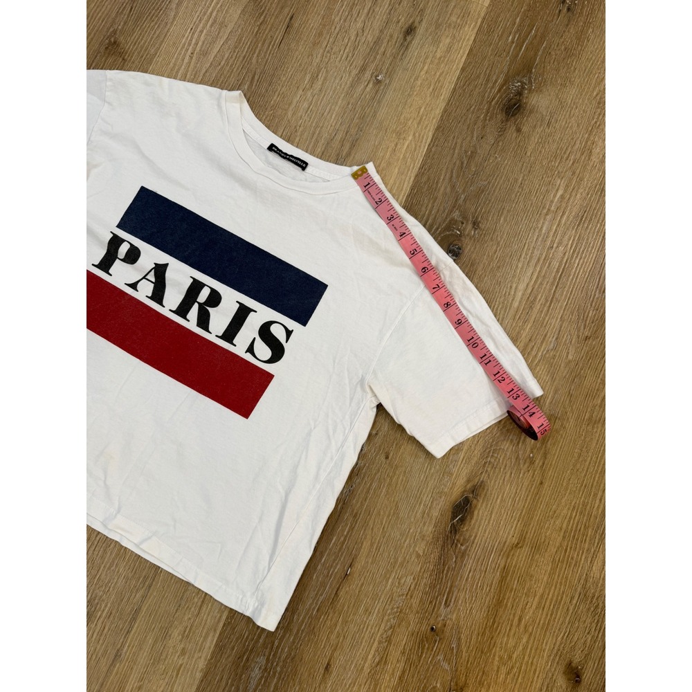 Brandy Melville Paris Graphic Tee Womens One Size White Short Sleeve Coquette - Picture 5 of 6